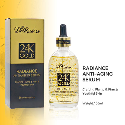 DR.ROSEVA 5Pcs 24K Gold Radiance Luxury Set Brightening & Firming Skincare Gift Box With Hyaluronic Acid Niacinamide Serum